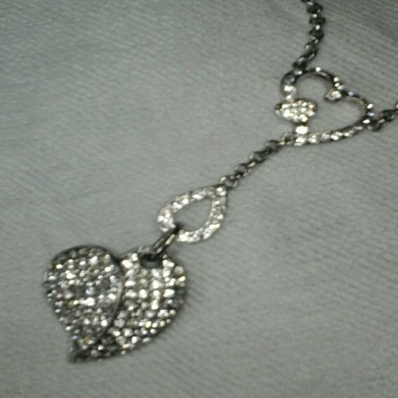 Hearts Crystal Drop Necklace - Picture 2 of 3